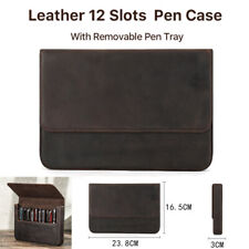 Genuine Leather 12 Slots Hard Fountain Pen Case Storage Box + Removable Pen Tray picture