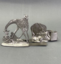 Vintage Silver Pewter Giraffe Elephant Bedtime Stories Book Ends Bookends  picture