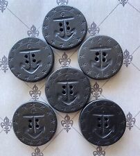 Vintage US Navy Hard Rubber Pea Coat Buttons  Marked AHR Co Set of Six picture