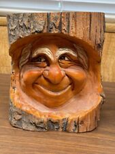 Vintage Antique German Carved Wood Log Man Bust picture