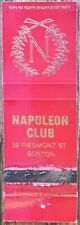 Napoleon Club Boston MA Massachusetts Vintage Matchbook Cover picture
