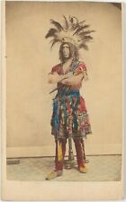 Actor Tinted Native American Indian Costume Axe 1860s CDV Carte de Visite X624 picture