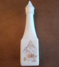 Milk Glass Collect 80s Liquors Bottle Swiss Alps White 10x3 x3 EMPTY Switzerland picture