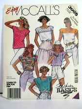 McCalls Pattern 3009 Size Ex Small (6-8) Misses Tops 6 Variations 1987 Uncut picture