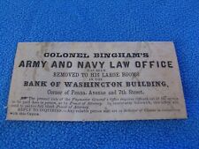 1865 COLONEL LA FAYETTE BINGHAM'S ARMY AND NAVY LAW OFFICE HANDOUT CIVIL WAR picture