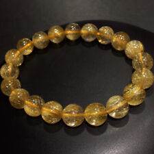 9.8mm Natural Hair Rutilated Quartz Crystal Round Beads Bracelet AAA picture