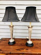 Pair Of Vintage Frederick Cooper Tin Stamped Lamps w/ Original Shades picture