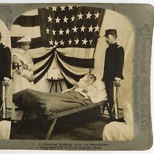 Wounded Soldier Reading Letter Stereoview c1907 Military Hospital Nurse Art G855 picture
