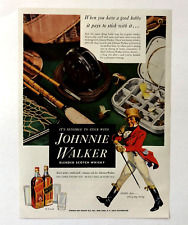 1938 Johnnie Walker Scotch Advertisement Fishing Lures Reel Poles Vtg Print AD picture