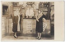 1920's Studio Prop REAL PHOTO of Flapper Girls in Saloon - Vintage Postcard picture
