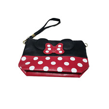 Minnie Mouse Black Red White Pola Dot Wristlet Zipper Handle picture