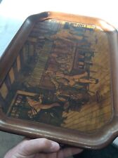 Vintage “Social Supper” Tavern Scene Wood Tray picture