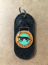 Vintage Leather Car Keychain Vintage key ring fob Mercury Cougar Orange/Grn NOS picture