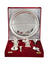 Silver Pooja Thali with Laxmi Ganesh Murti For Diwali Puja Set of 9 picture