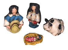 Lot of 4~Mexican Christmas Nativity Handmade Clay Figurines Baby Jesus READ picture