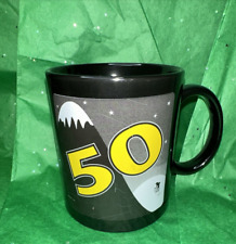1x Over The Hill ‘50’ Year Age Anniversary Novelty Celebration Mug Black Yellow picture