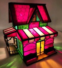 Franklin Mint Coca Cola Corner Store Red Stained Glass Lighted House On off Cord picture