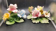 Pair Of VTG Capodimonte Porcelain Roses Made In Italy picture