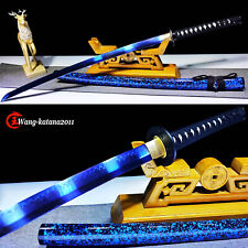 Blue Clay Tempered T10 Steel Katana Japanese Samurai Sharp Sword Real Hamon New picture