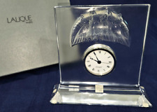 LALIQUE Three Owl Mantle Clock Chouette Hibou Clear Crystal 10852 MINT w BOX picture