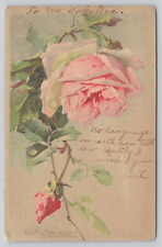 Tuck Klein's Roses 1267 Pink, Catherine Klein 1904 Postcard Valentine Message picture