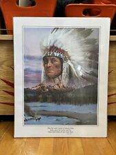 Vintage 1985 Native American Cherokee Blessing Poster picture
