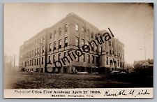 Real Photo 1908 Ruins Of Utica Free Academy Utica NY New York Manning RPPC M275 picture