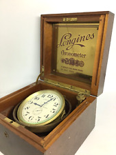 LONGINE 1940s RARE   3 TIERED BOX MARINE SHIP CHRONOMETER DECK WATCH CLOCK picture