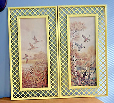 Vintage Yellow Nu Dell Plastic Picture Frames Lattice 10x19 Cardboard Duck Print picture