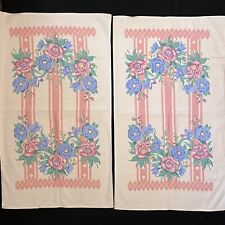 2 Vintage/New Dundee Pale Pink Floral Bath Towels USA Made Cotton Blend picture