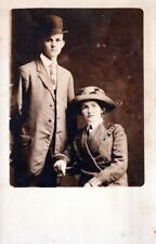 Couple Wearing Hats Real Photo Postcard rppc picture