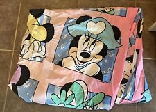 Vintage 90s Disney Minnie Mouse Pink Twin Fitted Bedsheet picture