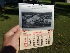 Vtg 1927 Bank of Fisher Minnesota Advertising Calendar w/ Tin 1882 Town Picture picture