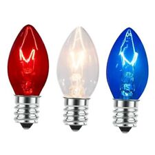 25 Pack C7 Red White and Blue Replacement Light Bulbs Outdoor Waterproof  picture
