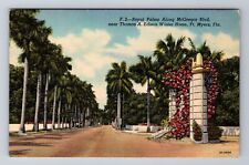 Ft. Myers FL-Florida, Royal Palms Along McGregor Boulevard, Vintage Postcard picture