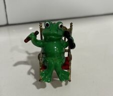 VINTAGE FROG SMOKING A CIGAR ON A BRASS ROCKING CHAIR 2.25