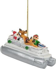Pontoon Christmas Tree Ornament Santa Reindeer Elf in Party Boat picture