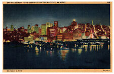  San Francisco The Queen City Of The Pacific By Night California 1948 Postcard picture