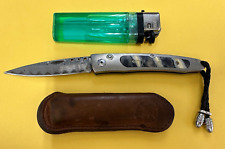 William Henry Custom Knife Small Folder Damascus ZDP-189 HRC 67 Stone Handle picture