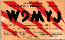 1941 W9MYJ Fort Wayne Indiana Ham Radio Amateur QSL Card Postcard Vtg picture