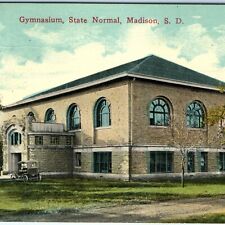 c1910s Madison, SD Gymnasium State Normal School Gym Postcard Touring Car A115 picture