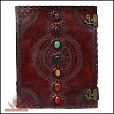 Large 7 Stone Handmade Leather Notebook Journal Writing Diary  picture