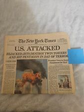 September 11th 9/11 2001 Newyork Times Vintage Newspaper U.S. Attacked picture