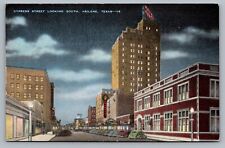 Abilene Texas Cypress Street Night Hotel Wooten Cafe Old Cars TX Postcard Vtg D7 picture
