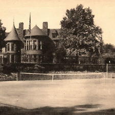 c.1940 Iviswold Castle Tennis Courts Fairleigh Dickinson Rutherford NJ Postcard picture