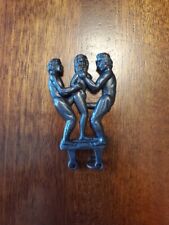 Vintage 2 Men and Woman Having Sex Mechanical Metal Keychain Risque Naughty XXX picture