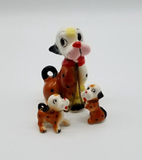 Vintage Ceramic Mother Dog & 2 Pups On Chain Japan picture