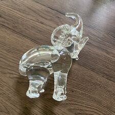 Vintage Clear Art Glass Elephant Figurine **Trunk Up picture