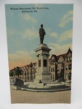 Vintage Early 1900's Postcard - Watson Monument, Mt Royal Ave, Baltimore, MD picture
