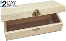 NA Unfinished Wooden Box, 8X4X2.3 Inch Storage Box with Hinge Lid, Small Wooden picture
